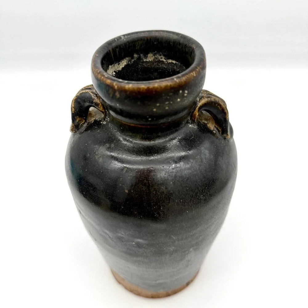 13th C Chinese Henan Black Iron Glaze Jar 8.3